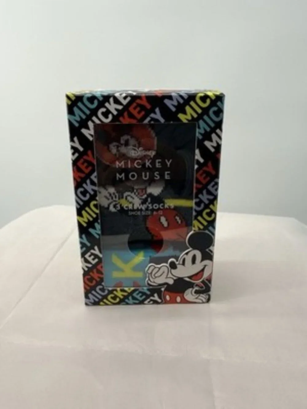 Disney Mickey Mouse 3-Pack Crew Socks - Black, Red, Yellow, Blue